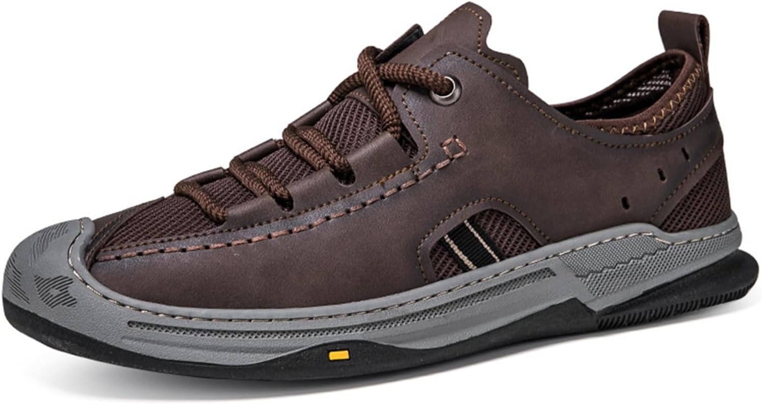 Мужские кожаные лоферы с сеткой и шнуровкой, летние, с амортизирующей мягкой подошвой, дышащие, легкие, повседневные обувь низкого кроя для прогулок, походов, кемпинга и вождения Xoekd, темно-коричневый
Мужские кожаные лоферы с сеткой и шнуровкой, летние, с амортизирующей мягкой подошвой, дышащие, легкие, повседневные обувь низкого кроя для прогулок, походов, кемпинга и вождения Xoekd, темно-коричневый