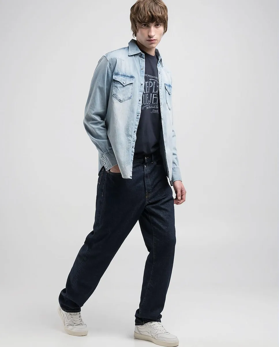 Мужская джинсовая рубашка классического кроя с длинным рукавом Replay, синий
Мужская джинсовая рубашка классического кроя с длинным рукавом Replay, синий