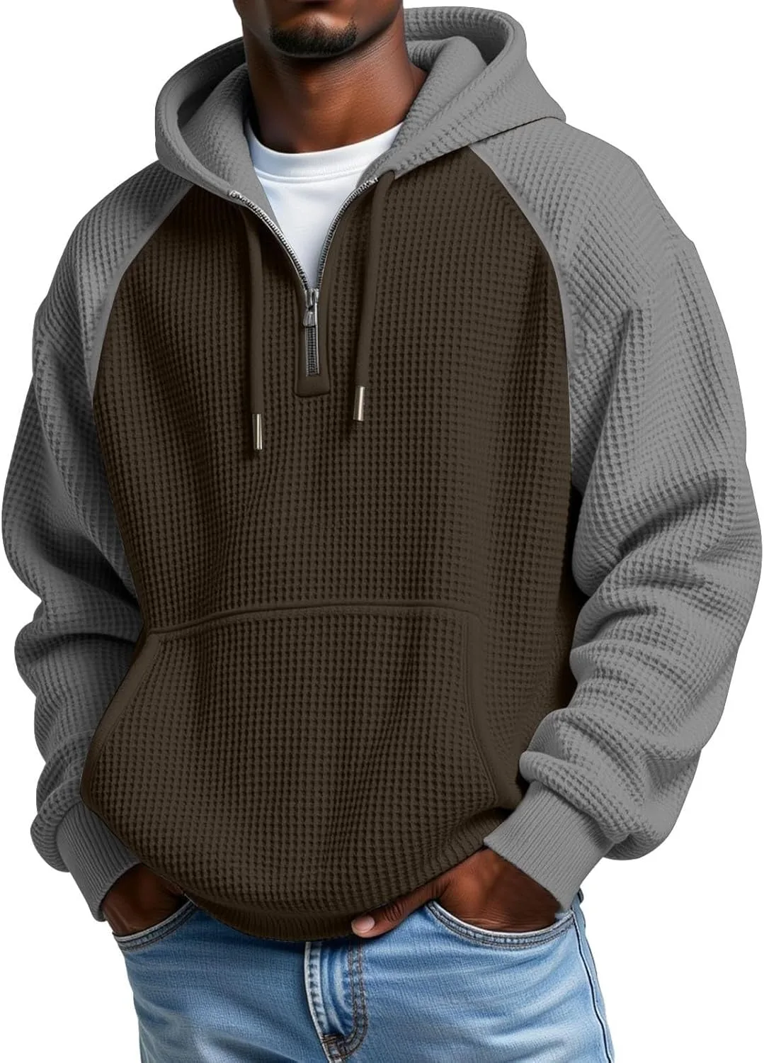 Мужская худи-кардиган с молнией и карманами, вязаная текстура, оверсайз
Мужская худи-кардиган с молнией и карманами, вязаная текстура, оверсайз