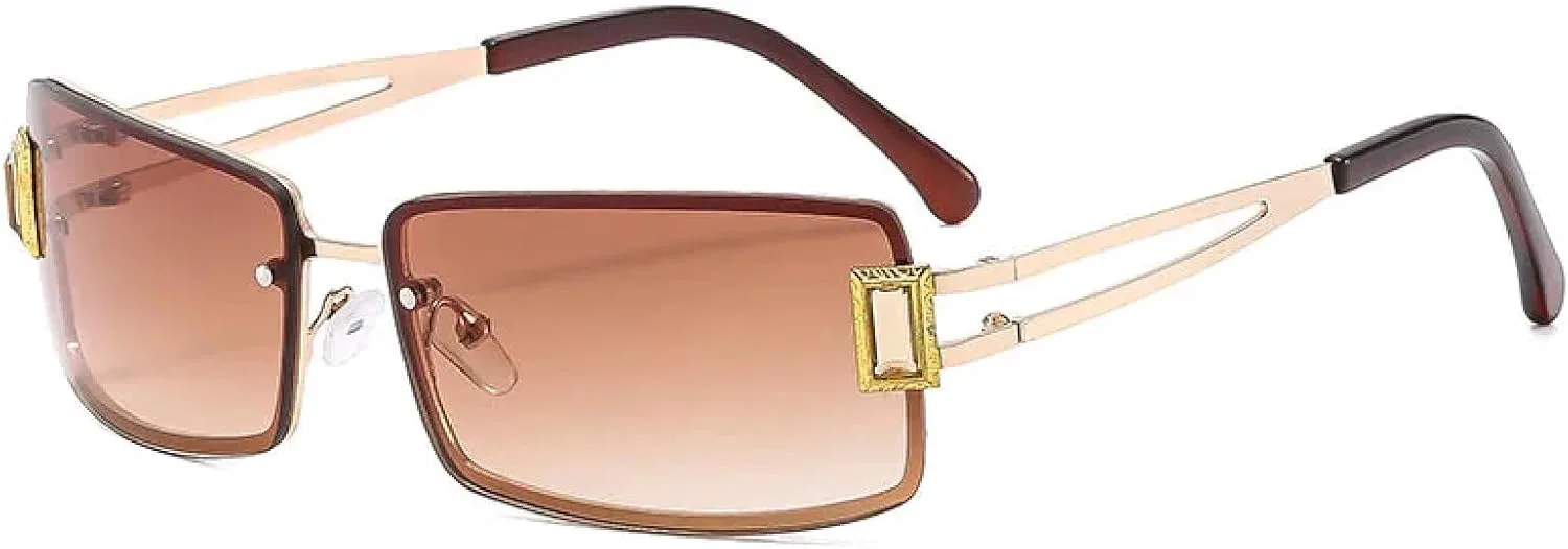 Модные солнцезащитные очки в маленькой безободковой оправе с драгоценными камнями, металлические, женские, с защитой от УФ-излучения UV400 TKKTLLT, Gold Gradient Tea
Модные солнцезащитные очки в маленькой безободковой оправе с драгоценными камнями, металлические, женские, с защитой от УФ-излучения UV400 TKKTLLT, Gold Gradient Tea