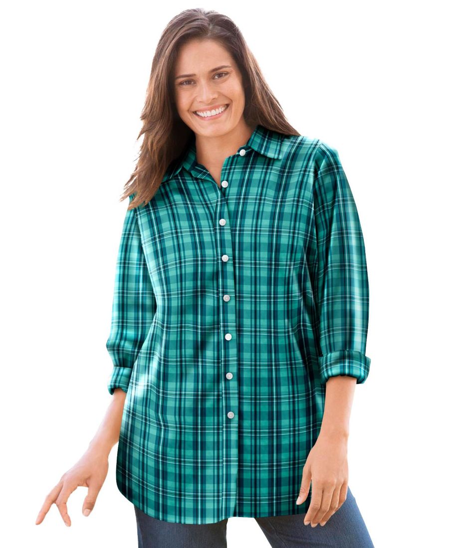 Рубашка с длинным рукавом идеального размера для полных женщин Woman Within, Aquamarine plaid
Рубашка с длинным рукавом идеального размера для полных женщин Woman Within, Aquamarine plaid