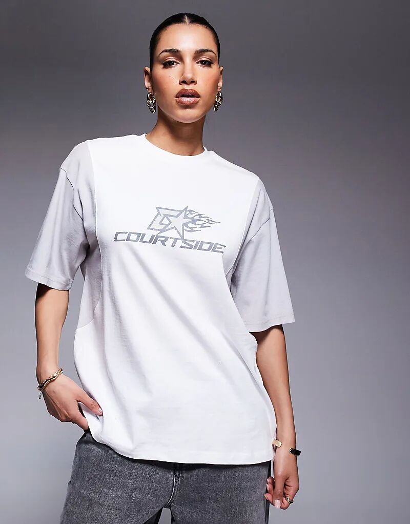 Топ реглан с мотивом Courtside, многоцветный, белый 
Топ реглан с мотивом Courtside, многоцветный, белый