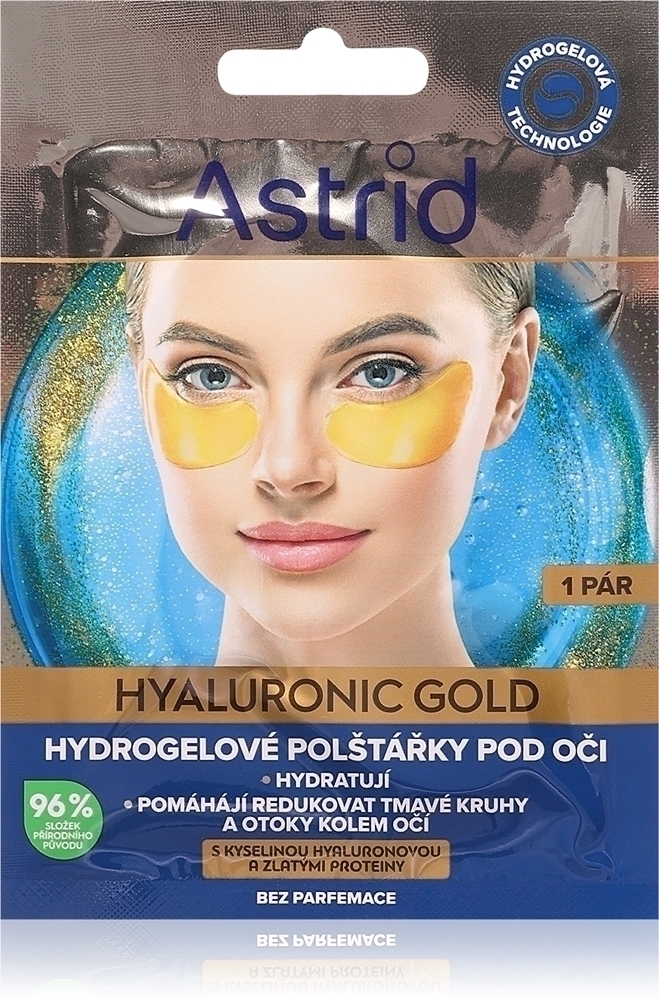Гиалуроновая золотая маска для глаз от морщин, отечности и темных кругов Astrid, 2 шт
Гиалуроновая золотая маска для глаз от морщин, отечности и темных кругов Astrid, 2 шт