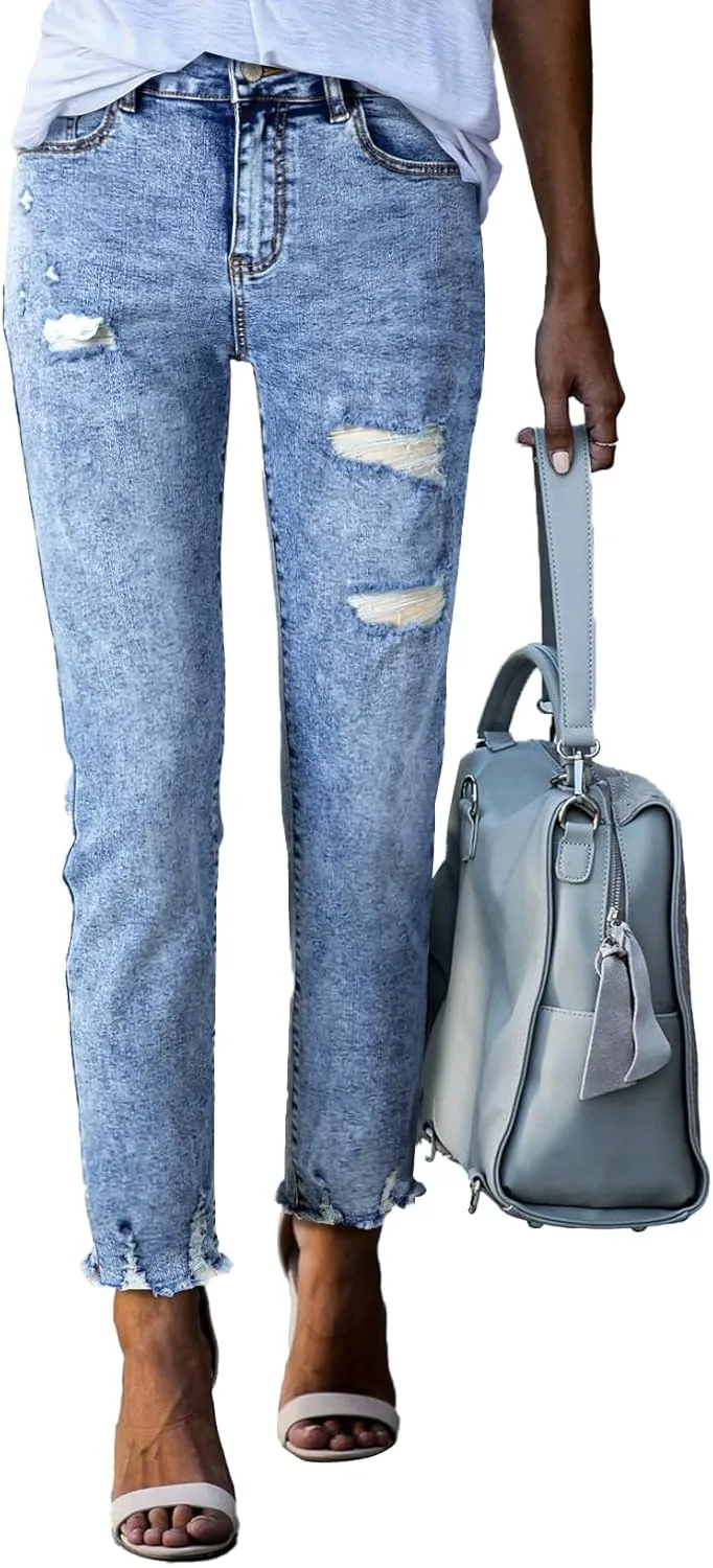 EVALESS Женские джинсы с высокой посадкой, утягивающие живот, прямые, с потертостями
EVALESS Женские джинсы с высокой посадкой, утягивающие живот, прямые, с потертостями