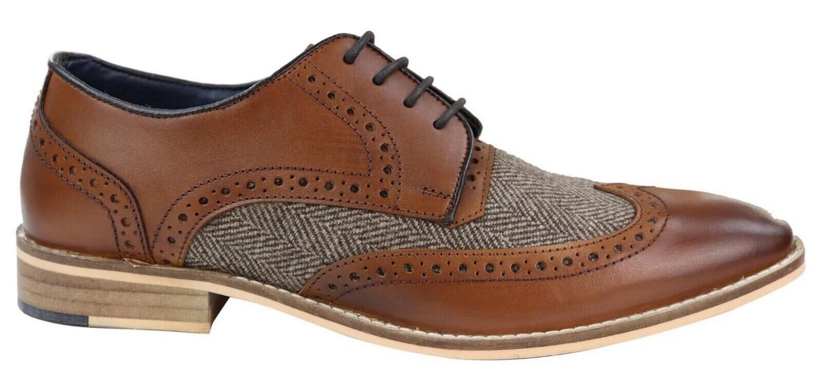 Мужские классические оксфорды Derby Brogue из твида в коричневой коже House Of Cavani 
Мужские классические оксфорды Derby Brogue из твида в коричневой коже House Of Cavani
