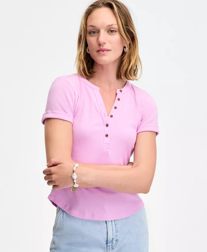 Женская футболка-хенли с рубчатым трикотажем и отворотом на манжетах On 34th, фиолетовый
Женская футболка-хенли с рубчатым трикотажем и отворотом на манжетах On 34th, фиолетовый