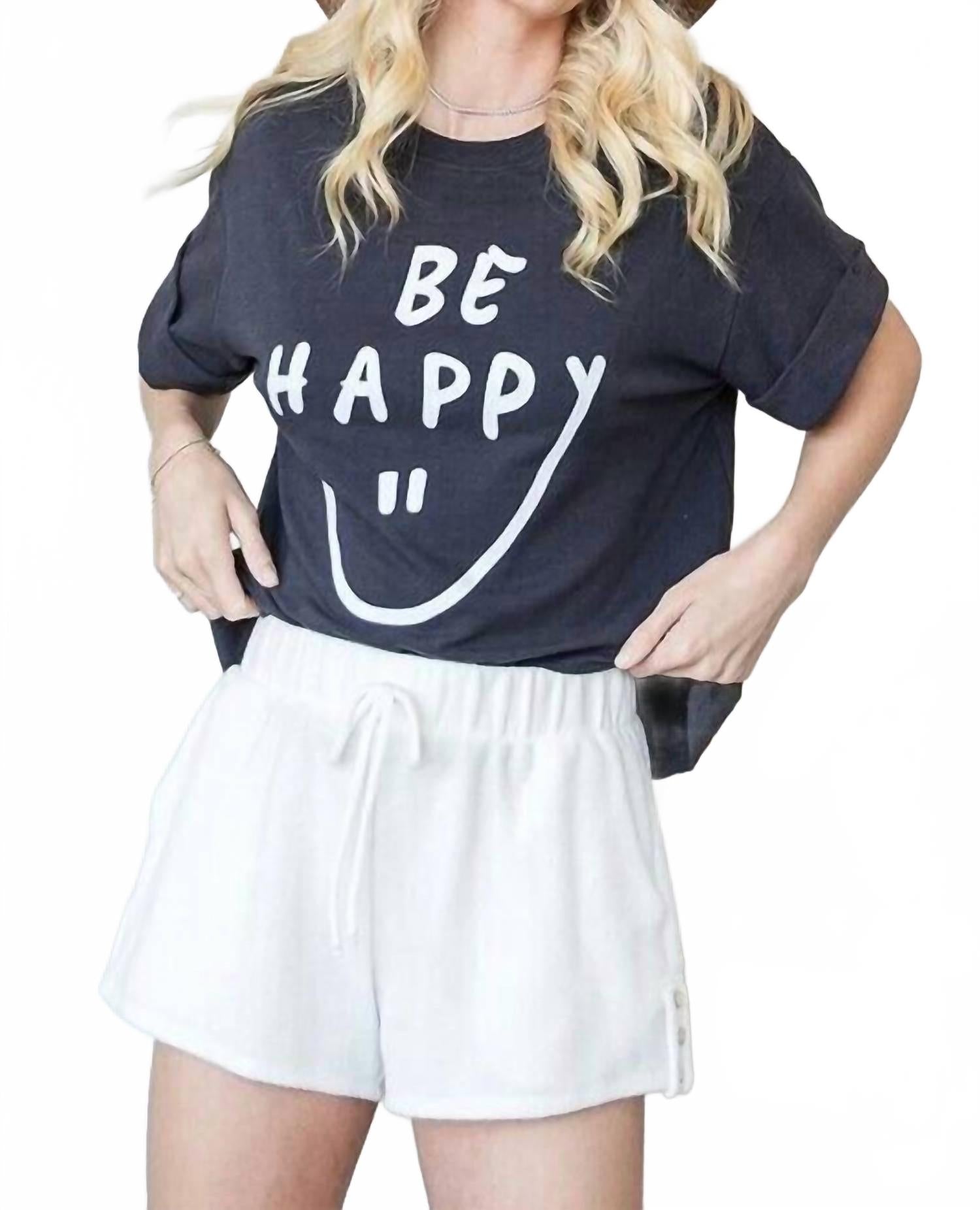Графическая футболка Be Happy в цвете темно-синий/белый BUCKETLIST 
Графическая футболка Be Happy в цвете темно-синий/белый BUCKETLIST
