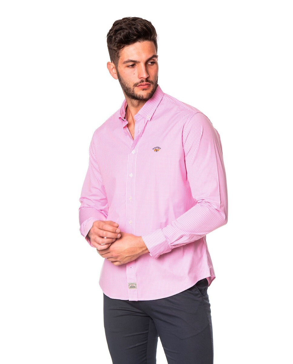 Розовая мужская рубашка из поплина в мелкую клетку Bandera Collection Spagnolo, розовый
Розовая мужская рубашка из поплина в мелкую клетку Bandera Collection Spagnolo, розовый