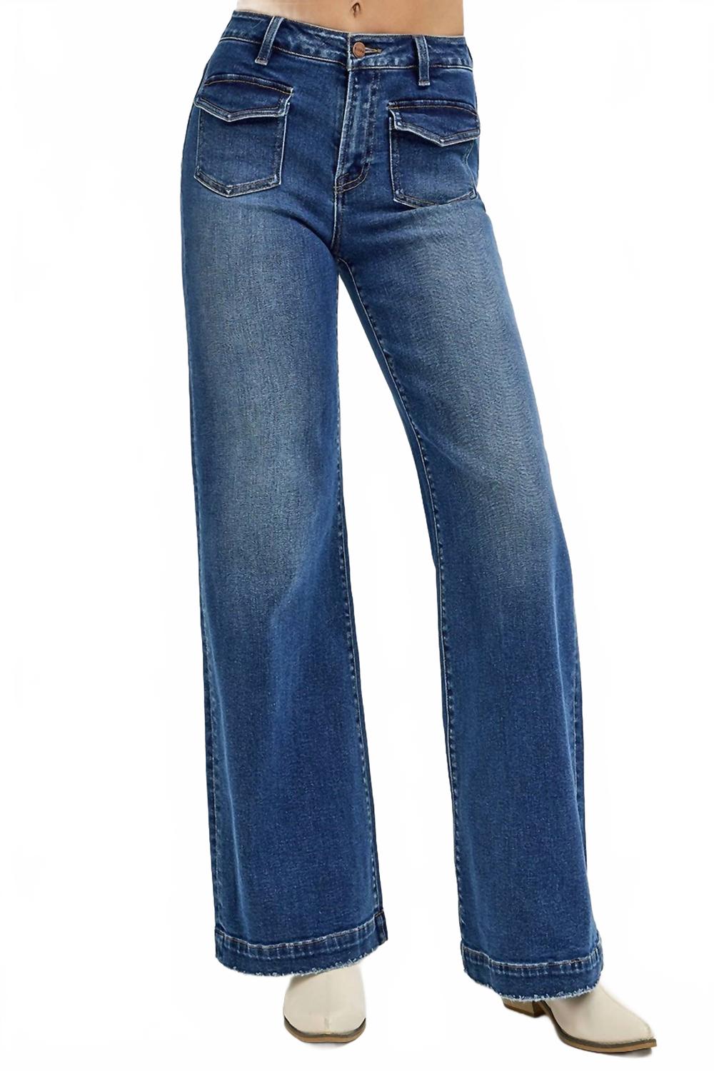 Высокие джинсы с широкими штанинами и накладными карманами спереди в темном дениме RISEN, Dark Denim
Высокие джинсы с широкими штанинами и накладными карманами спереди в темном дениме RISEN, Dark Denim