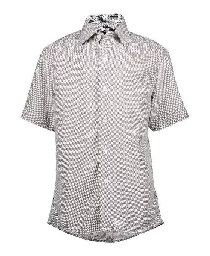 Голубая рубашка с микроузором "гусиная лапка" для мальчиков, с короткими рукавами и пуговицами, Slim Fit Elie Balleh, черный
Голубая рубашка с микроузором "гусиная лапка" для мальчиков, с короткими рукавами и пуговицами, Slim Fit Elie Balleh, черный