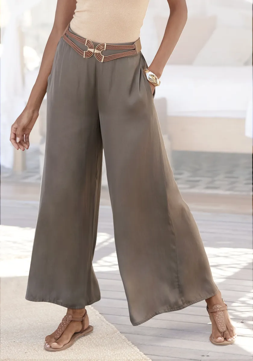 LASCANA тканые брюки из легкого атласа высокого качества, широкие брюки-палаццо с карманами, брюки из ткани, хаки
LASCANA тканые брюки из легкого атласа высокого качества, широкие брюки-палаццо с карманами, брюки из ткани, хаки