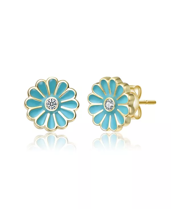 Серьги-Гвоздики в форме цветка из стерлингового серебра 14 карат с прозрачным кубическим цирконием и синей эмалью Gigigirl, blue
Серьги-Гвоздики в форме цветка из стерлингового серебра 14 карат с прозрачным кубическим цирконием и синей эмалью Gigigirl, blue