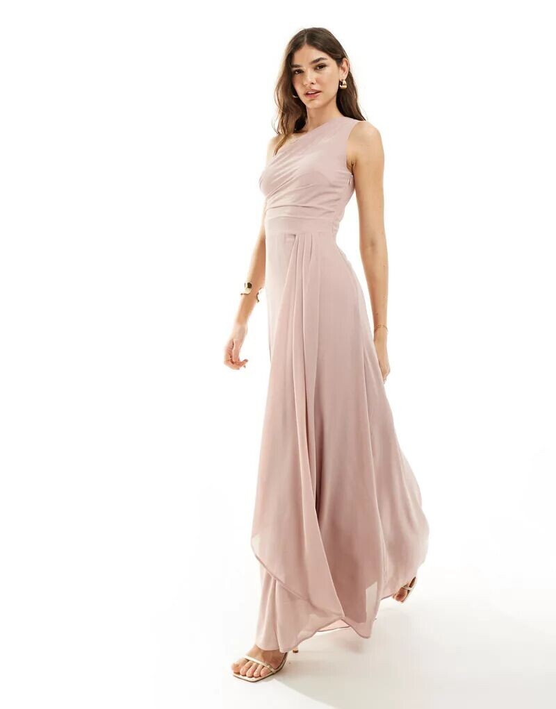 Нежно-розовое шифоновое платье макси на одно плечо с драпировкой TFNC Bridesmaid
Нежно-розовое шифоновое платье макси на одно плечо с драпировкой TFNC Bridesmaid