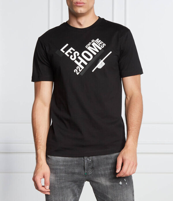 Футболка мужская Les Hommes с принтом, черный 
Футболка мужская Les Hommes с принтом, черный
