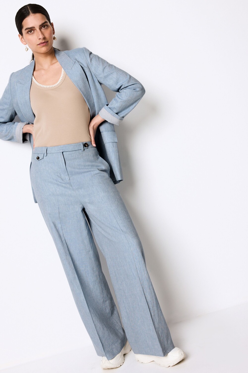 Широкие брюки из фактурного льна Next, синий
Широкие брюки из фактурного льна Next, синий