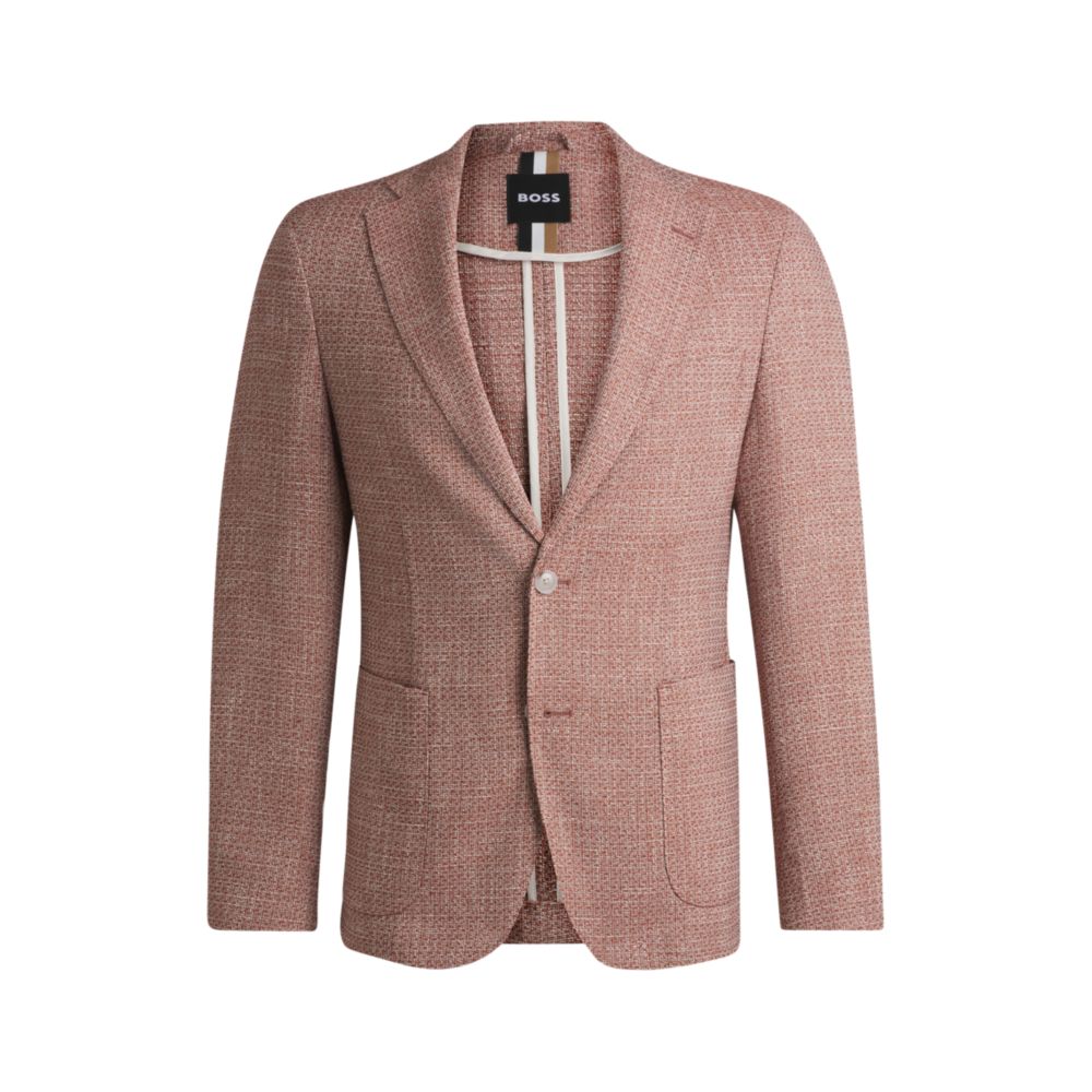 Приталенный блейзер из эластичного твида с микроузором BOSS, темно-оранжевый
Приталенный блейзер из эластичного твида с микроузором BOSS, темно-оранжевый