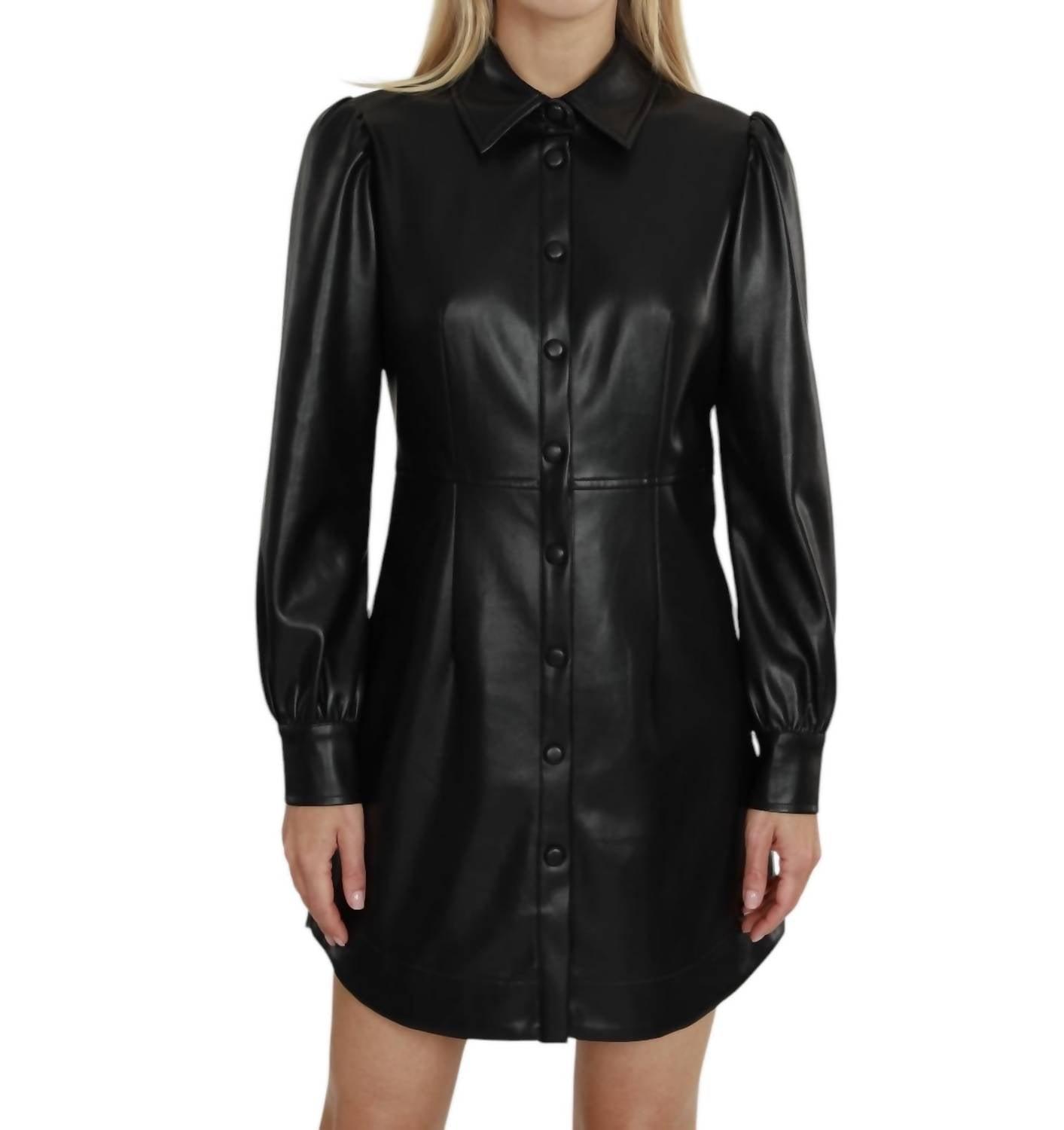 Платье-рубашка из веганской кожи черного цвета DOLCE CABO
Платье-рубашка из веганской кожи черного цвета DOLCE CABO