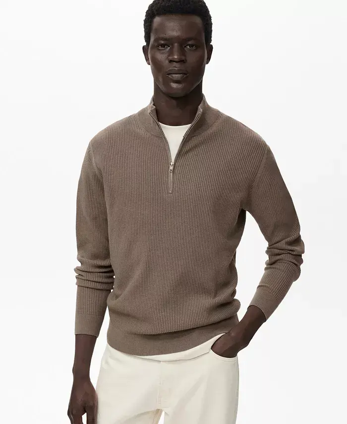 Мужской свитер с высоким воротником на молнии и резинкой Mango, серый
Мужской свитер с высоким воротником на молнии и резинкой Mango, серый