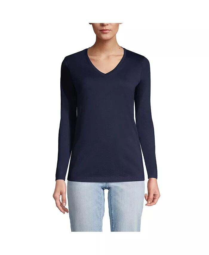 Женская свободная футболка Supima с длинными рукавами и v-образным вырезом для высоких женщин Lands' End, синий
Женская свободная футболка Supima с длинными рукавами и v-образным вырезом для высоких женщин Lands' End, синий