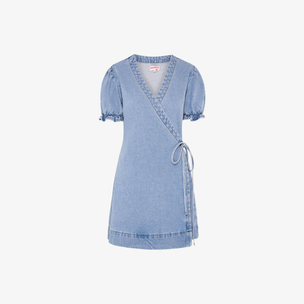 Платье мини Omnes Mikayla из денима с запахом и оборками, голубой
Платье мини Omnes Mikayla из денима с запахом и оборками, голубой