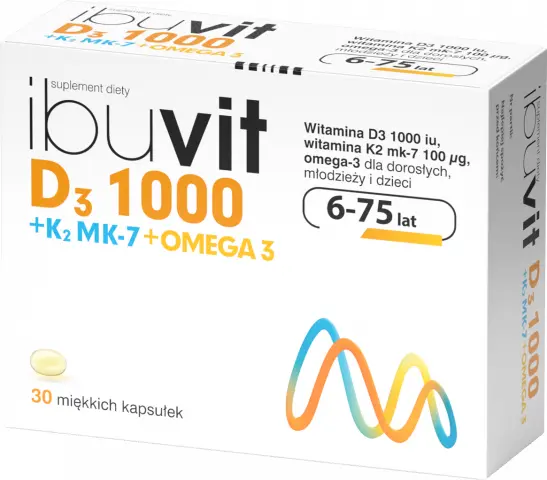 Кислоты омега-3 с витамином D3 и K2 Ibuvit D3 1000+ K2MK-7 Omega 3 Kapsułki , 30 шт
Кислоты омега-3 с витамином D3 и K2 Ibuvit D3 1000+ K2MK-7 Omega 3 Kapsułki , 30 шт