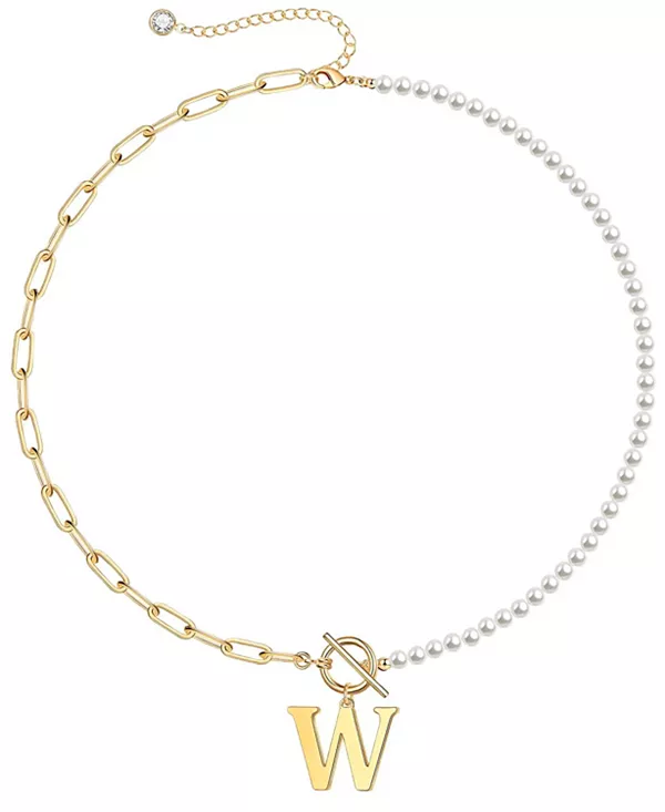 Ожерелье-Цепочка с застежкой-тогл, позолоченное 14 карат, с имитацией жемчуга Rachel Glauber, w
Ожерелье-Цепочка с застежкой-тогл, позолоченное 14 карат, с имитацией жемчуга Rachel Glauber, w