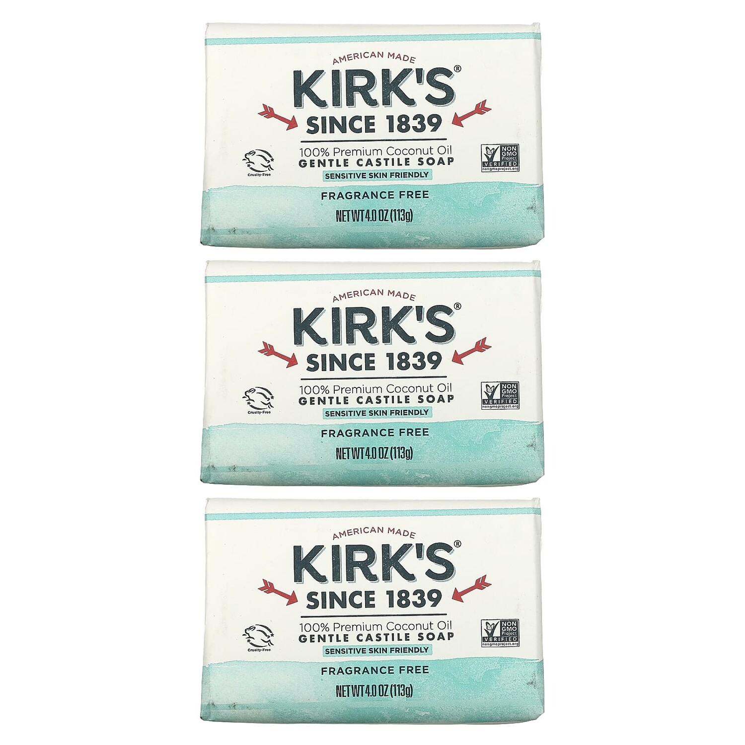 Kirk's Gentle Castile Soap Bar Fragrance Free 3 Bars 4.0 oz (113 g) Each
Kirk's Gentle Castile Soap Bar Fragrance Free 3 Bars 4.0 oz (113 g) Each
