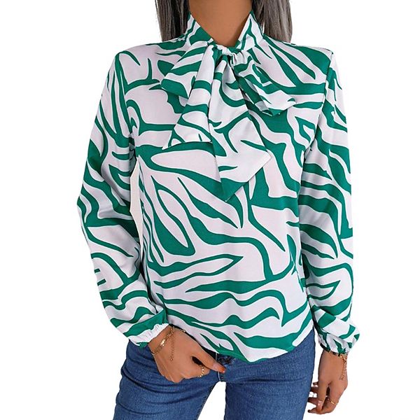 Женская блузка с галстуком на шее, длинный рукав, цветной блок, полосатая, повседневная Clearflower, Green Stripe
Женская блузка с галстуком на шее, длинный рукав, цветной блок, полосатая, повседневная Clearflower, Green Stripe