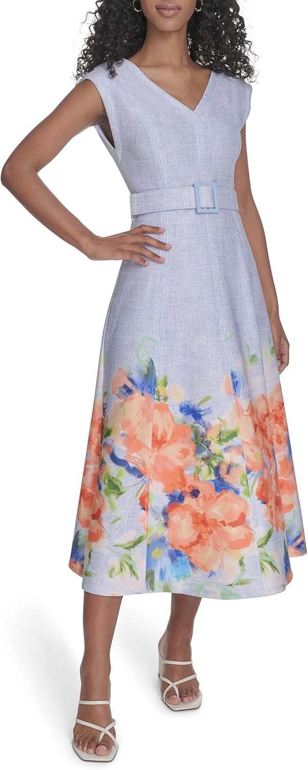 Женское вечернее платье Calvin Klein с цветочным принтом и V-образным вырезом, Papaya Multi
Женское вечернее платье Calvin Klein с цветочным принтом и V-образным вырезом, Papaya Multi