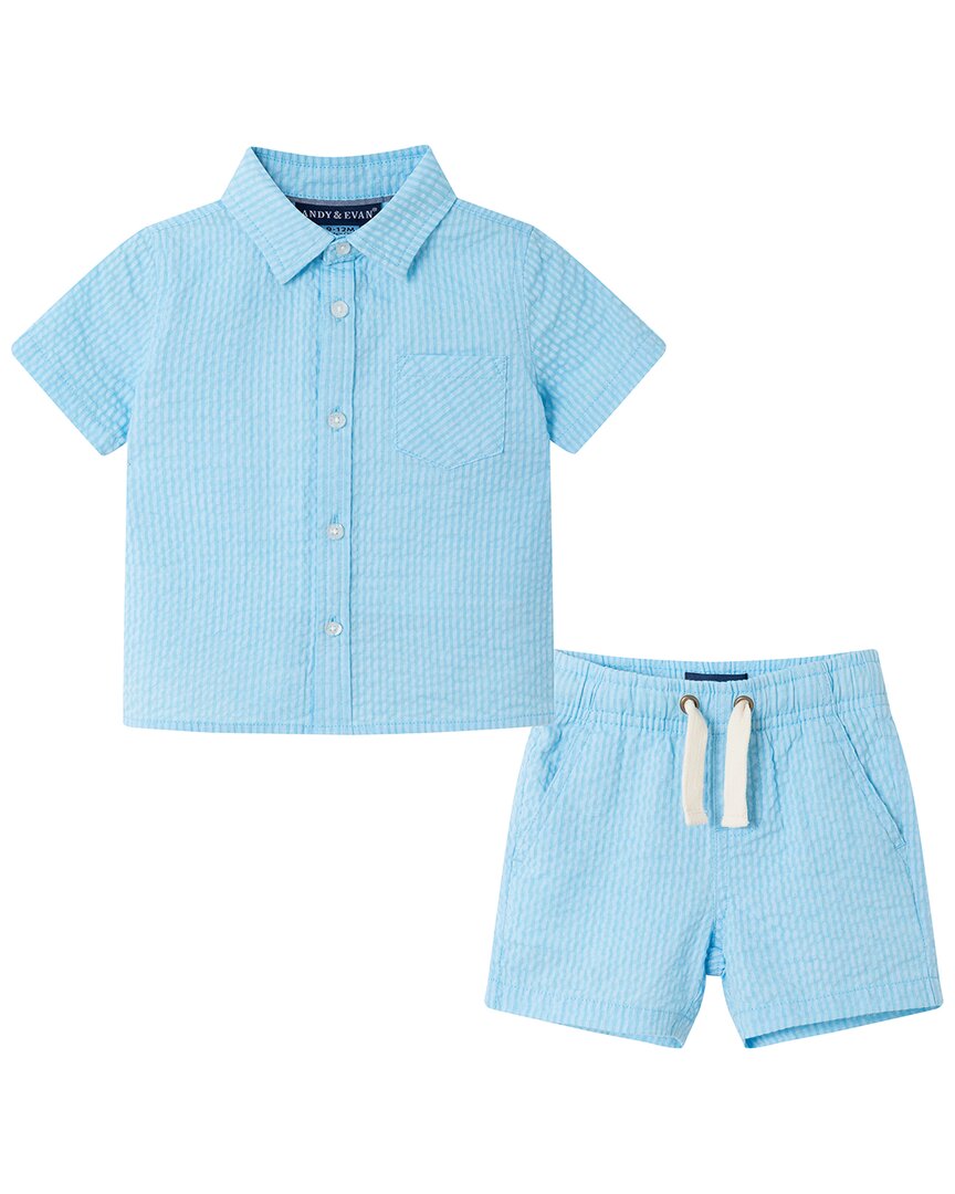 Энди и Эван Комплект из рубашки на пуговицах и шорт Andy & Evan, синий
Энди и Эван Комплект из рубашки на пуговицах и шорт Andy & Evan, синий
