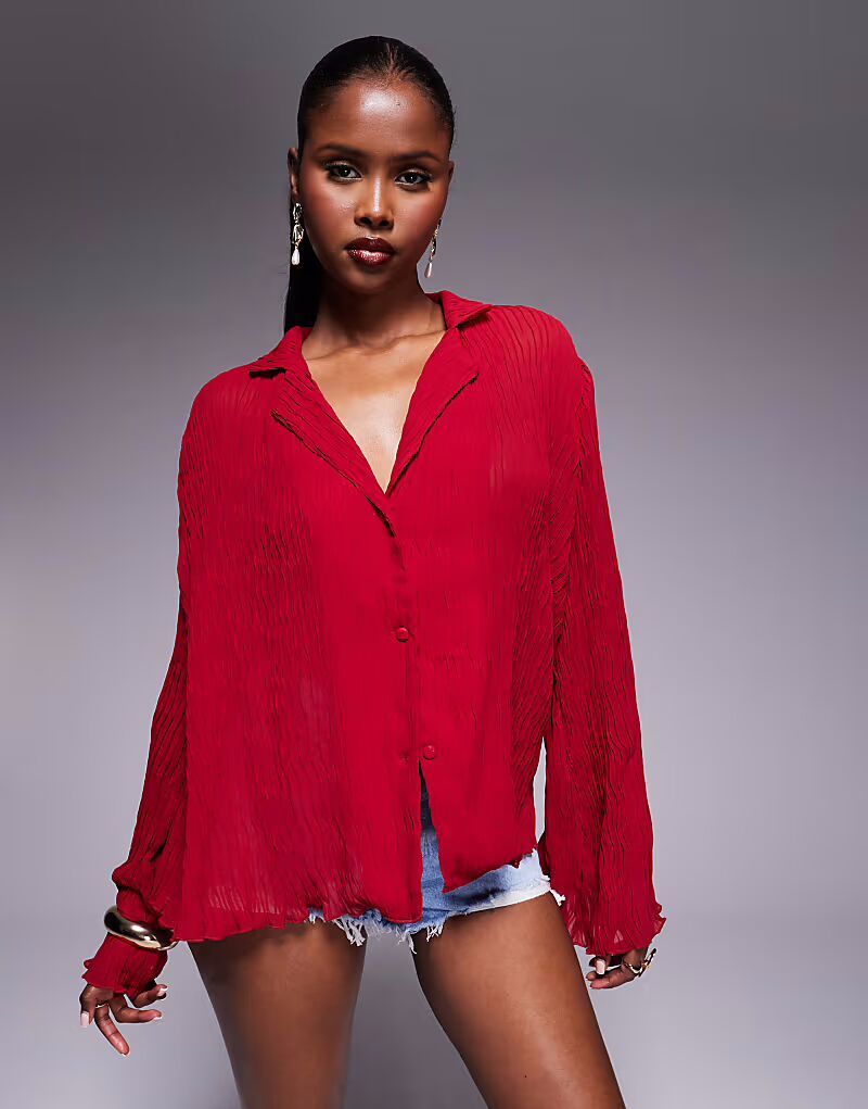 Рубашка Princess Polly с расклешенными рукавами и салатовым краем, бордового цвета
Рубашка Princess Polly с расклешенными рукавами и салатовым краем, бордового цвета