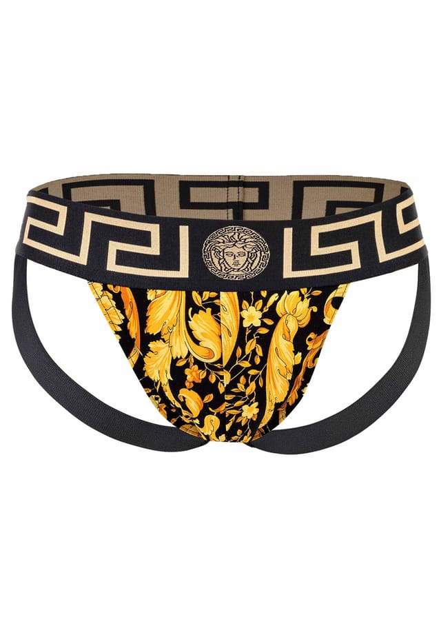 Jockstrap - трусы-стринги из эластичного хлопка с узором «барокко» Versace, мультиколор
Jockstrap - трусы-стринги из эластичного хлопка с узором «барокко» Versace, мультиколор