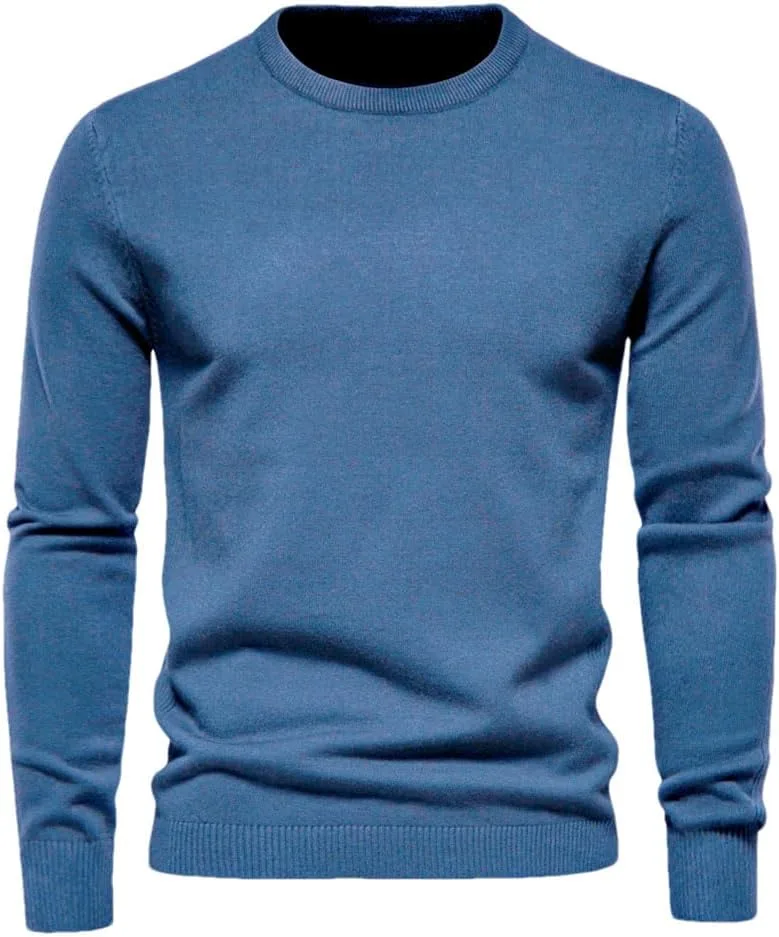 Мужской однотонный свитер с длинными рукавами и круглым вырезом
Мужской однотонный свитер с длинными рукавами и круглым вырезом