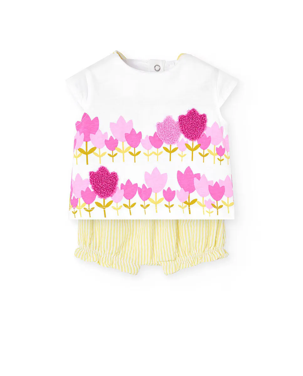 Комплект из футболки с коротким рукавом и шорт для малышки Boboli, белый
Комплект из футболки с коротким рукавом и шорт для малышки Boboli, белый