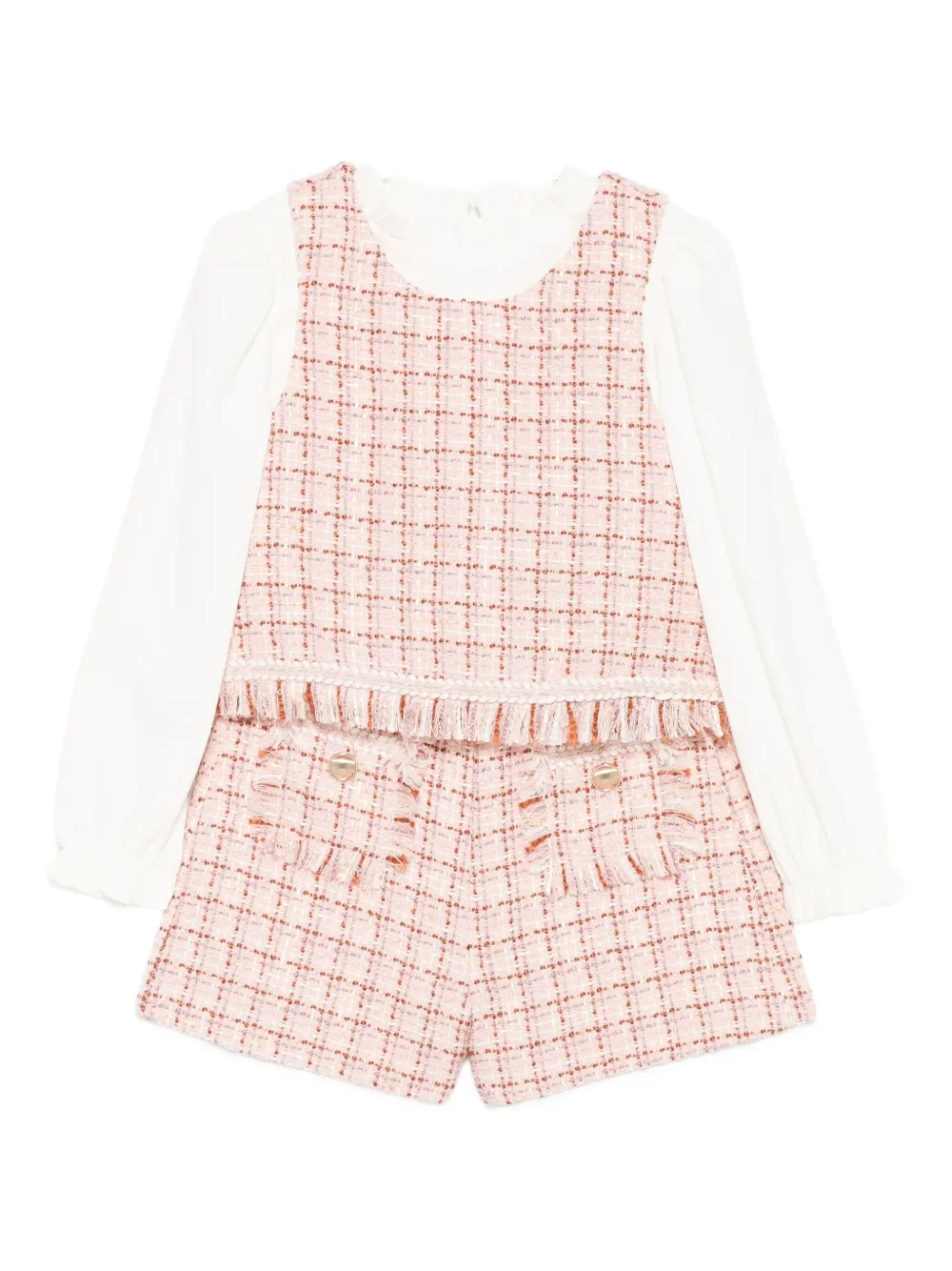 Спортивный костюм из твидовой клетки с бахромой (комплект из двух) Abel & Lula, розовый
Спортивный костюм из твидовой клетки с бахромой (комплект из двух) Abel & Lula, розовый