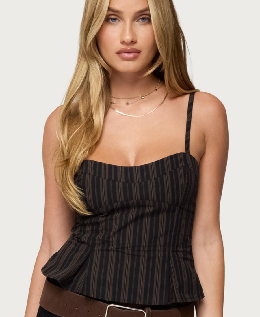 Женский полосатый топ с баской Kiya Edikted, Black
Женский полосатый топ с баской Kiya Edikted, Black