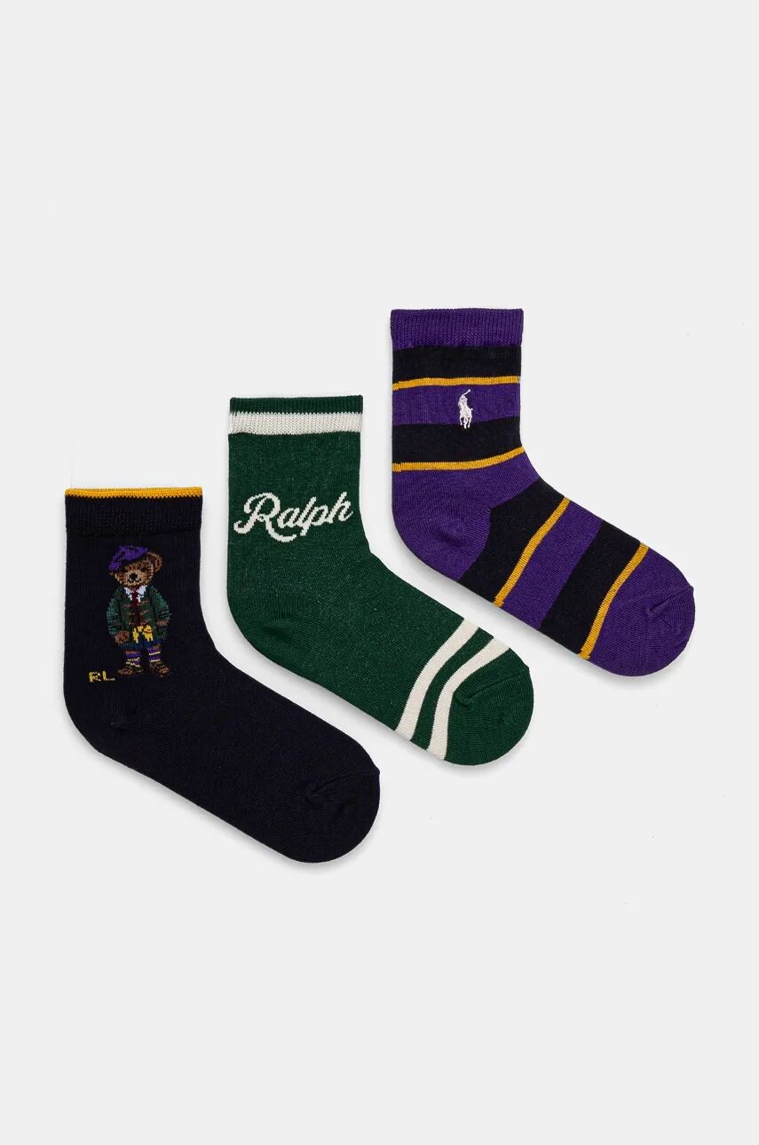 Детские носки Polo Ralph Lauren, 3 пары, фиолетовый 
Детские носки Polo Ralph Lauren, 3 пары, фиолетовый