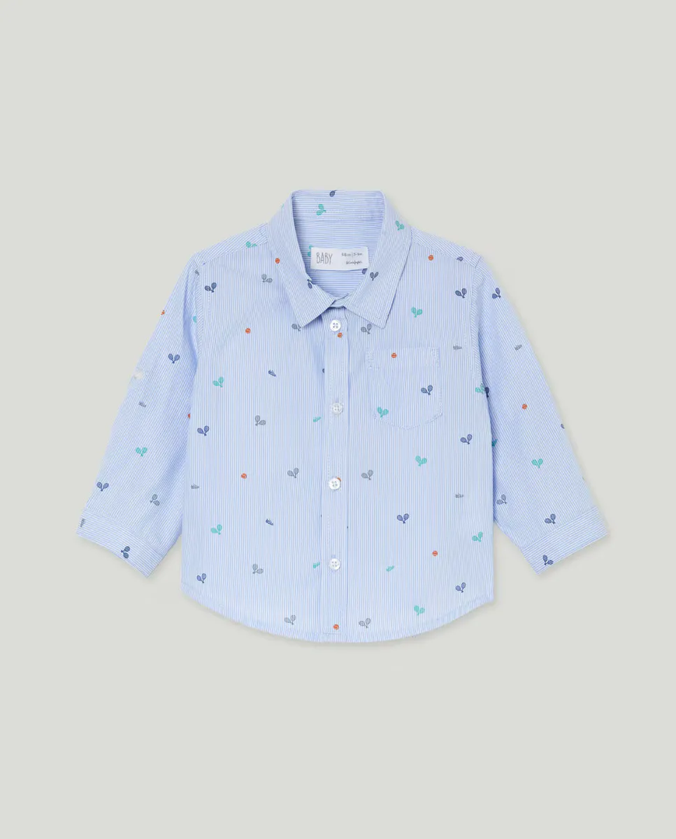 Детская рубашка с длинным рукавом из поплина, полосками и принтом для мальчика Baby El Corte Inglés, светло-голубой
Детская рубашка с длинным рукавом из поплина, полосками и принтом для мальчика Baby El Corte Inglés, светло-голубой