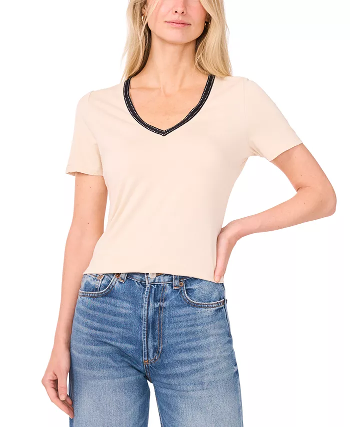 Женский топ с V-образным вырезом и отделкой лентами Sam & Jess, слоновая кость/кремовый
Женский топ с V-образным вырезом и отделкой лентами Sam & Jess, слоновая кость/кремовый