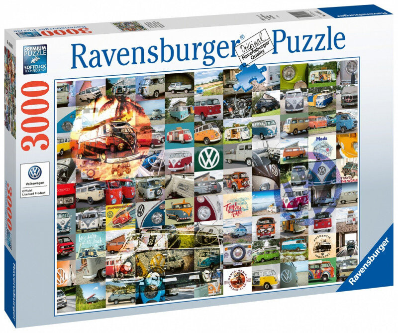 Ravensburger, пазл, 99 VW Camper Moments, 3000 шт.
Ravensburger, пазл, 99 VW Camper Moments, 3000 шт.