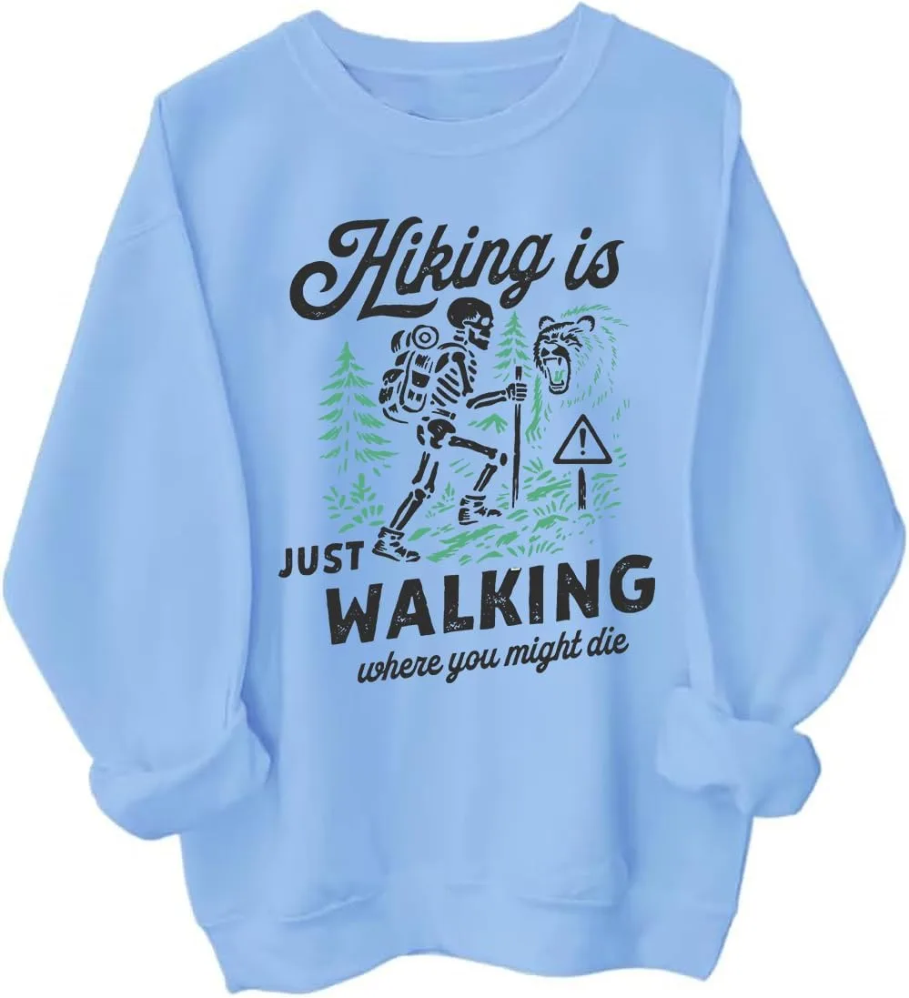 Толстовка с принтом "Hiking Is Just Walking Where You Might Die" и скелетом BTGRL
Толстовка с принтом "Hiking Is Just Walking Where You Might Die" и скелетом BTGRL