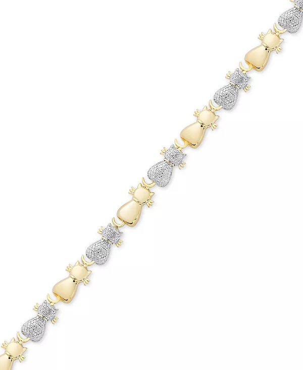 Двухцветный браслет-цепочка «кошачьи звенья» с бриллиантовым акцентом, покрытый серебром высшей пробы и 18-каратным золотом поверх серебра Macy'S, gold
Двухцветный браслет-цепочка «кошачьи звенья» с бриллиантовым акцентом, покрытый серебром высшей пробы и 18-каратным золотом поверх серебра Macy'S, gold