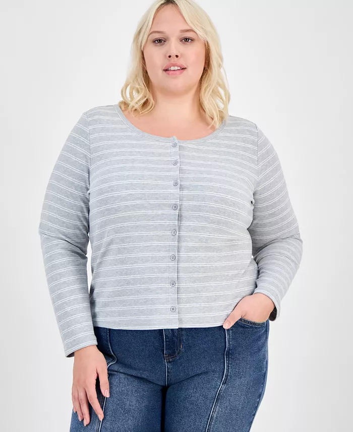 Модный свитер в полоску с застежкой на пуговицах Hippie Rose, серый
Модный свитер в полоску с застежкой на пуговицах Hippie Rose, серый