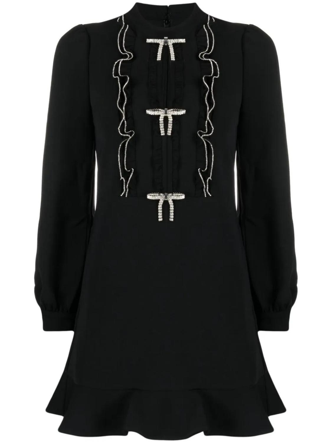 Self-Portrait платье мини с баской и кристаллами, черный
Self-Portrait платье мини с баской и кристаллами, черный