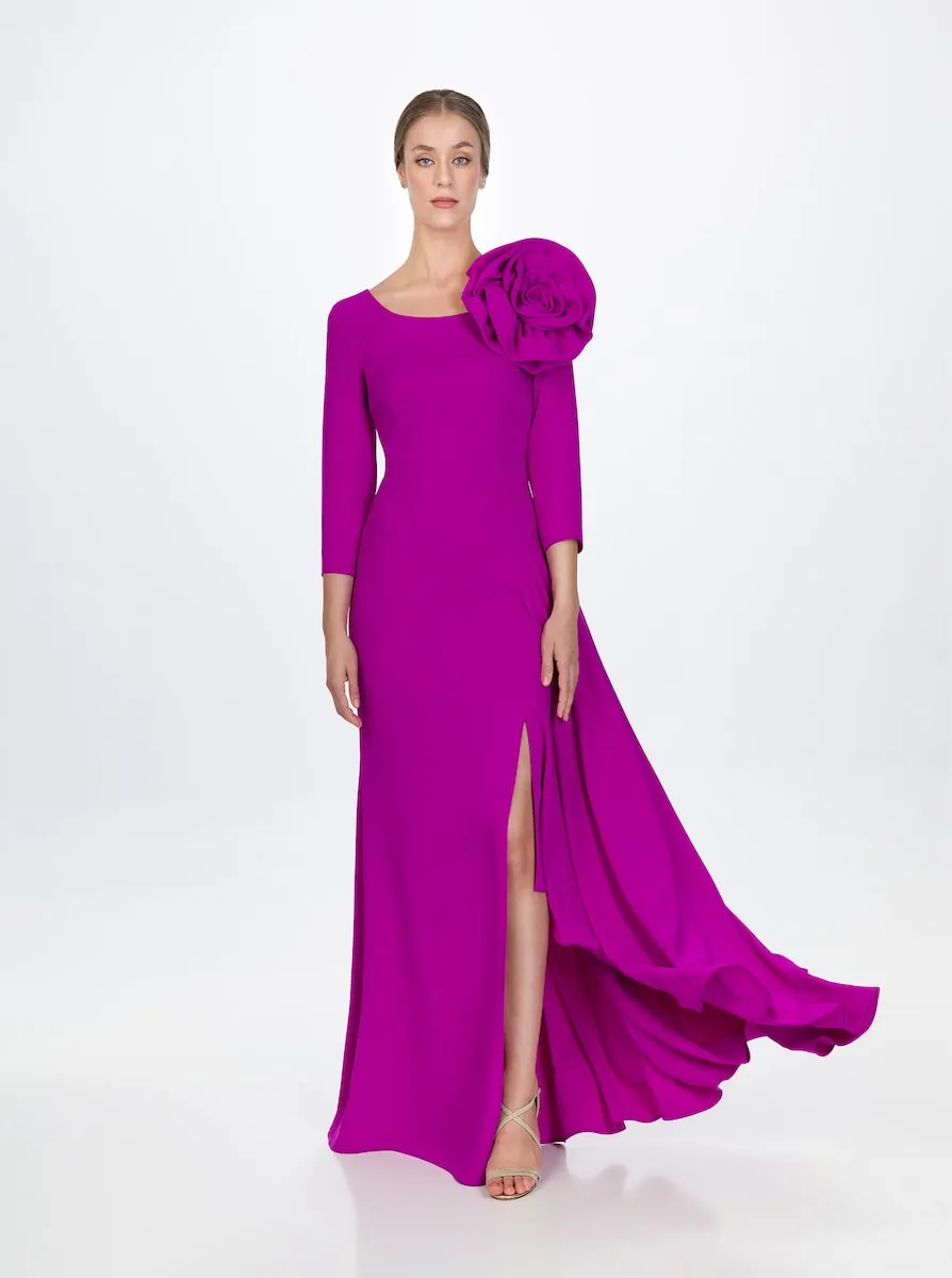 Асимметричное длинное платье с французскими рукавами Sonia Peña, пурпурный 
Асимметричное длинное платье с французскими рукавами Sonia Peña, пурпурный