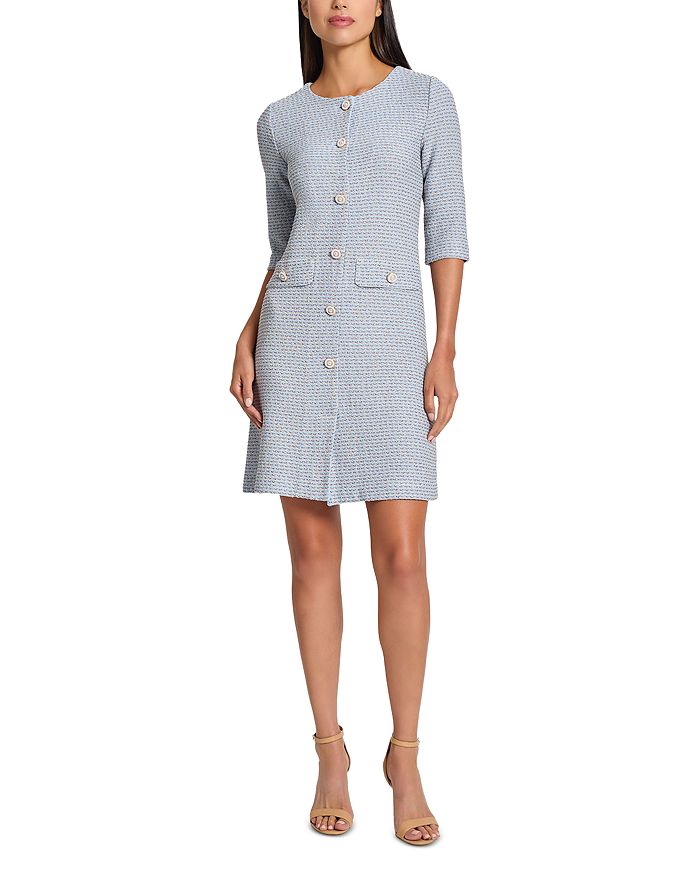 Современное трехцветное твидовое платье Misook, синий
Современное трехцветное твидовое платье Misook, синий