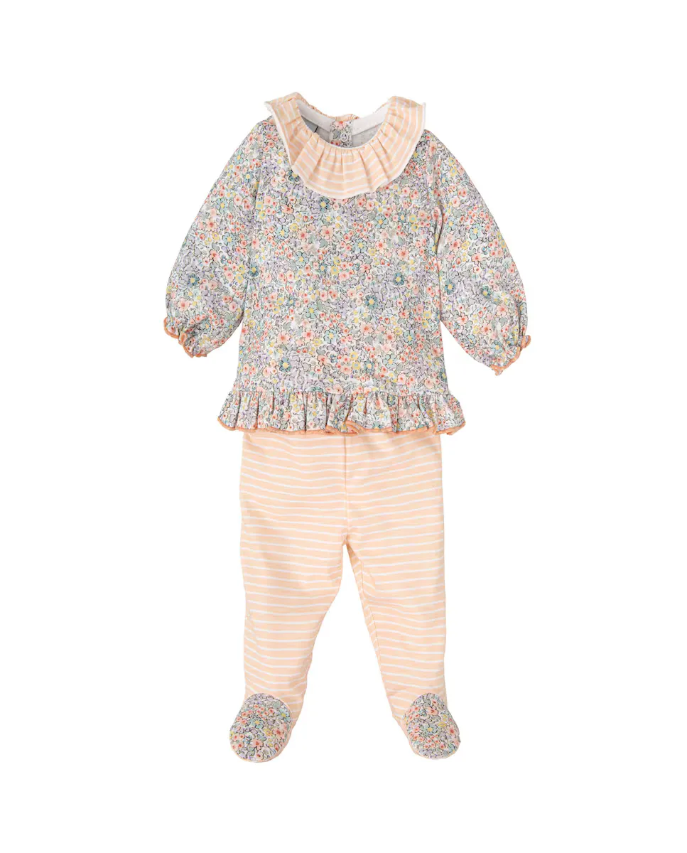 Детский комплект для девочки с цветочным принтом и полосатыми пинетками BABIDÚ, бежевый
Детский комплект для девочки с цветочным принтом и полосатыми пинетками BABIDÚ, бежевый