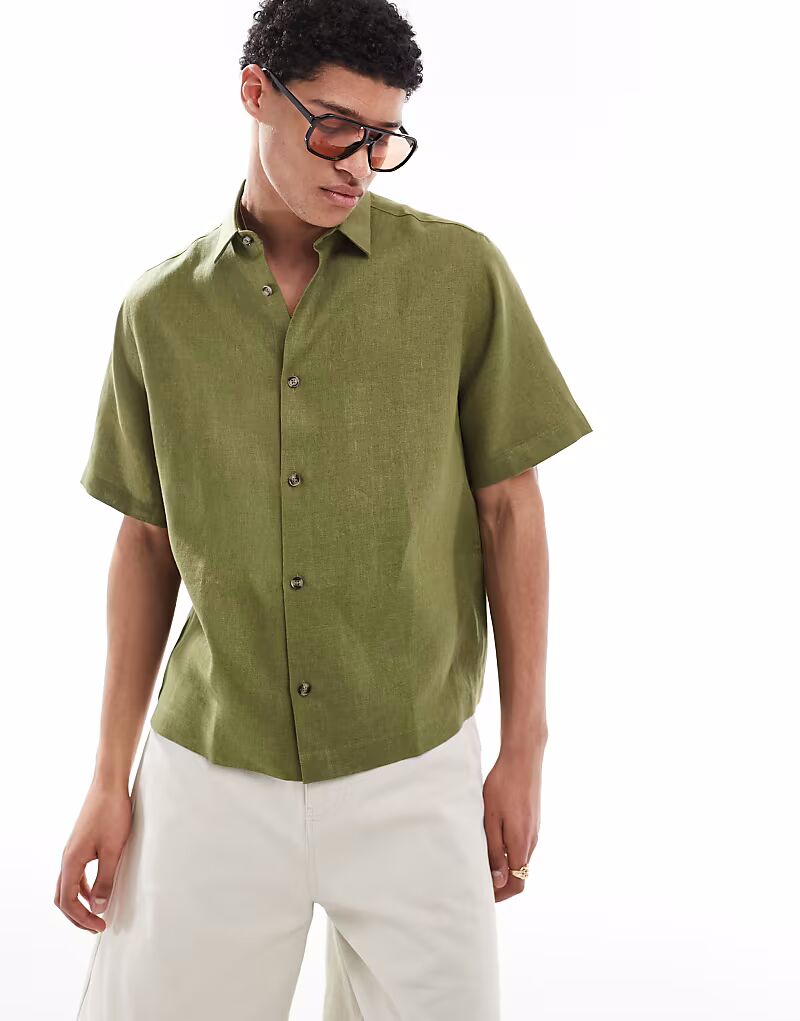Рубашка свободного кроя из 100% льна ASOS DESIGN пыльно-зеленого цвета
Рубашка свободного кроя из 100% льна ASOS DESIGN пыльно-зеленого цвета
