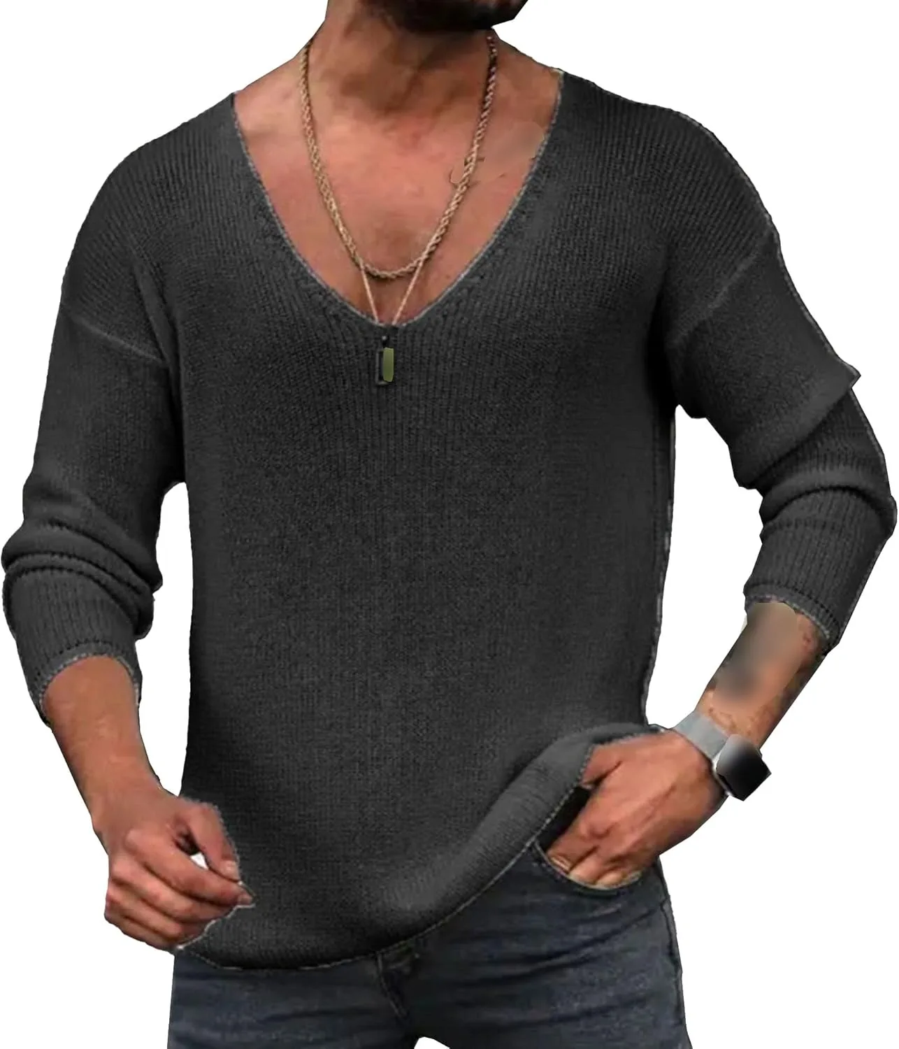 Мужской вязаный пуловер с V-образным вырезом, длинный рукав, Slim Fit SWJGLITTR
Мужской вязаный пуловер с V-образным вырезом, длинный рукав, Slim Fit SWJGLITTR