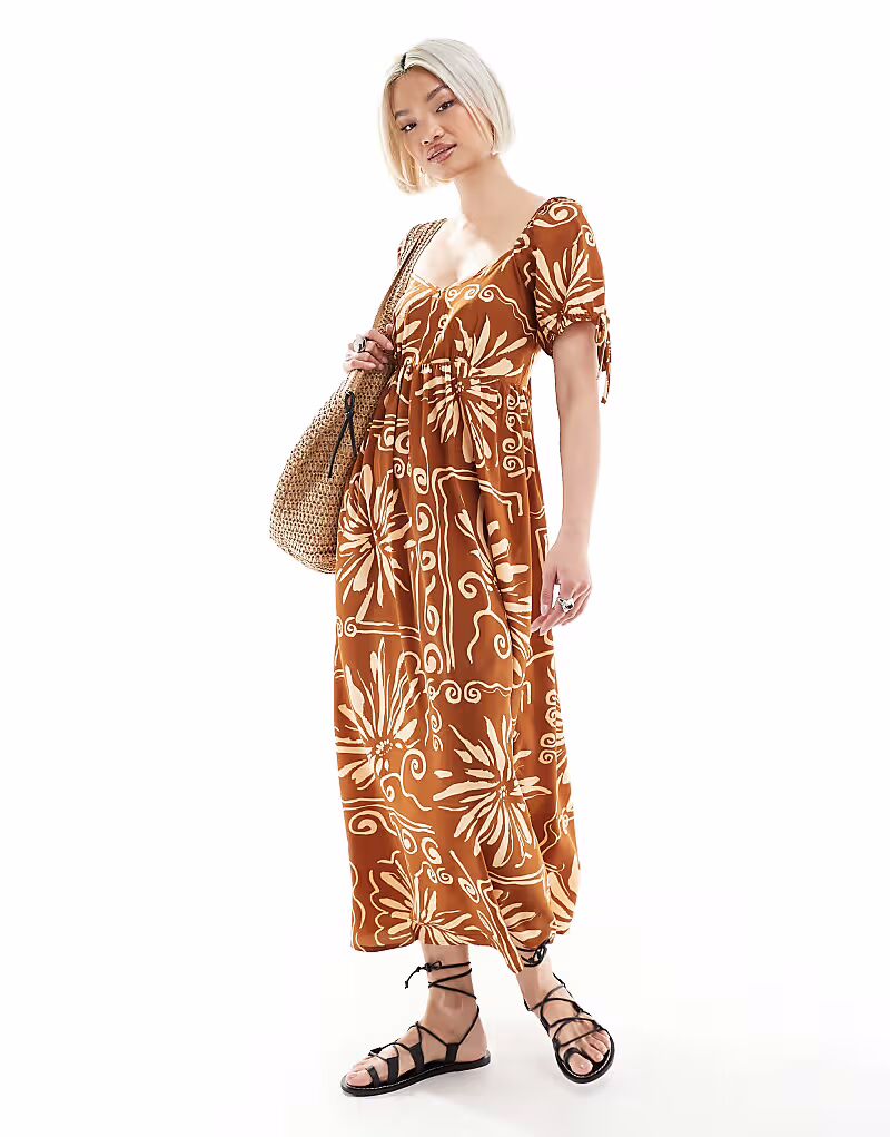 Платье мидакси Wednesday's Girl с цветочным принтом и рукавами-фонариками коричневого цвета
Платье мидакси Wednesday's Girl с цветочным принтом и рукавами-фонариками коричневого цвета